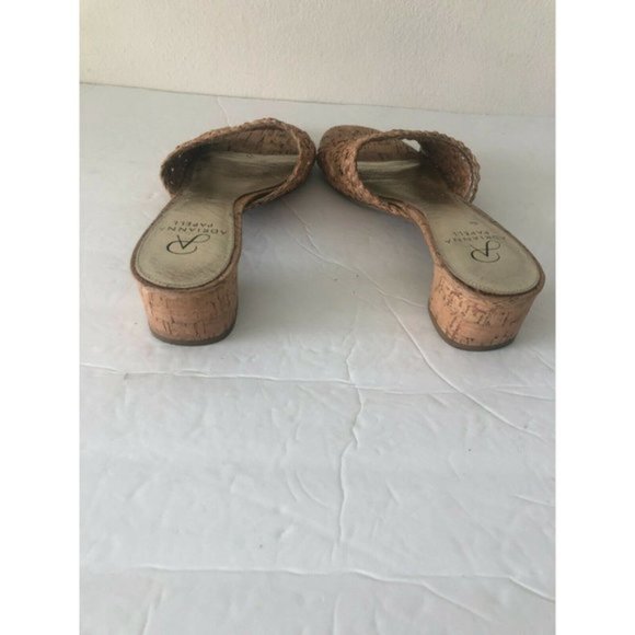 ADRIANNA PAPELL Cork Leather Low Heel Mule Slide Sandals Natural Sz.8.5 - Picture 9 of 12